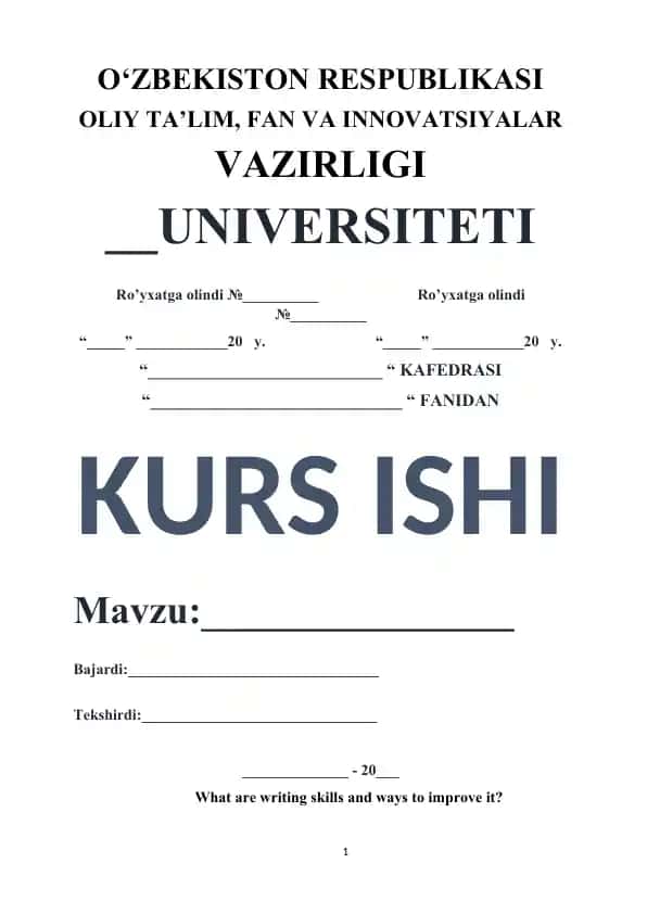Improve Writing Skills Course Work