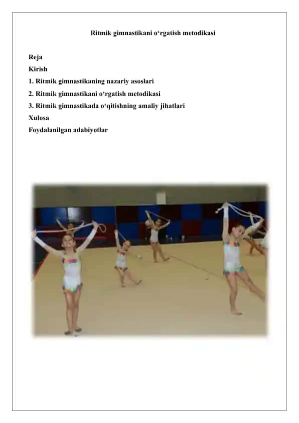 Ritmik gimnastikani o‘rgatish metodikasi