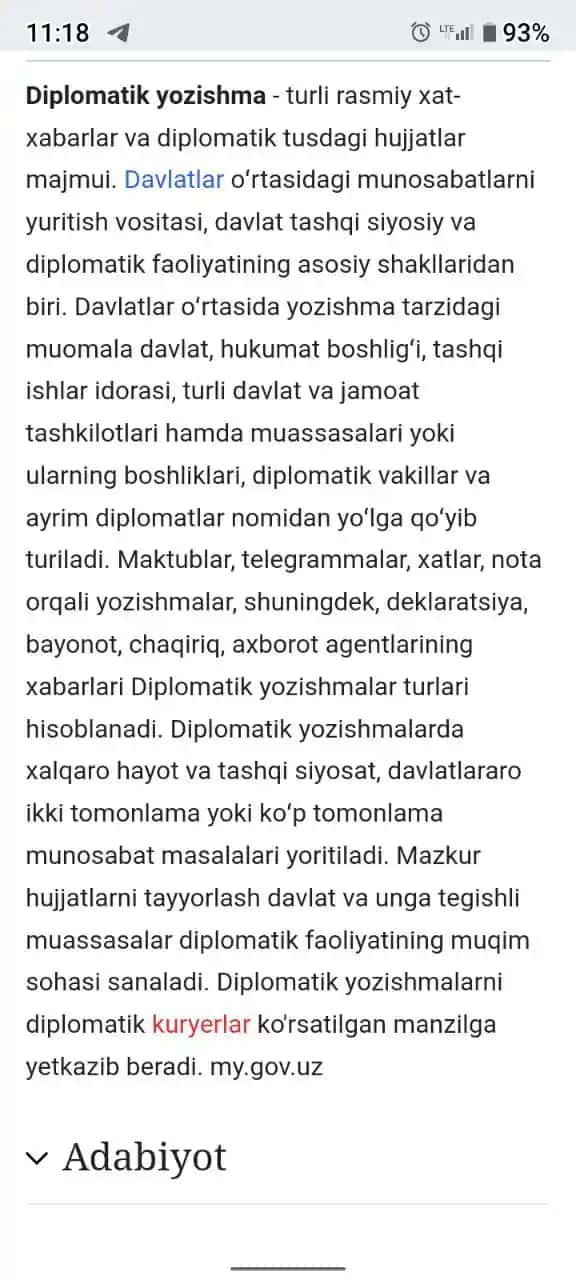 Diplomatik yozishmalar mavzusida mustaqil ish