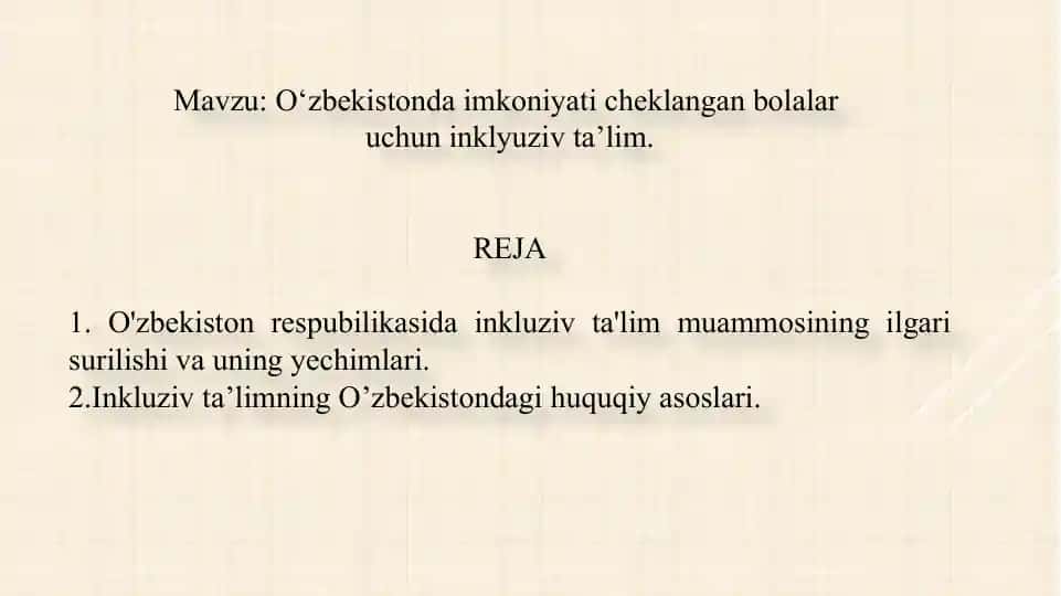 O‘zbekistondagi inkluziv ta'lim