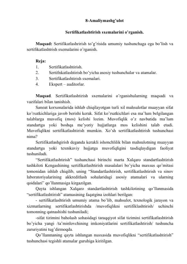 Sertifikatlashtirish sxemalari