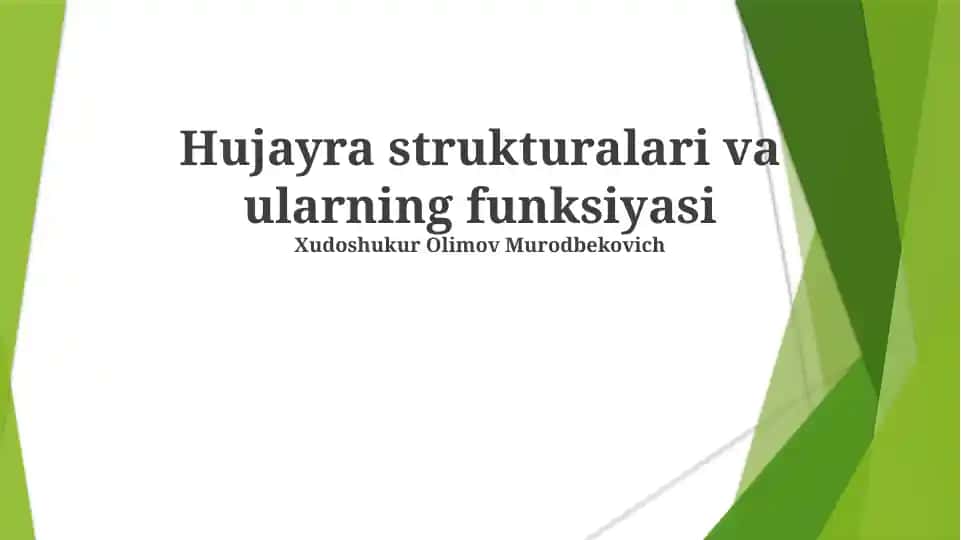 Hujayra strukturalari va ularning funksiyasi