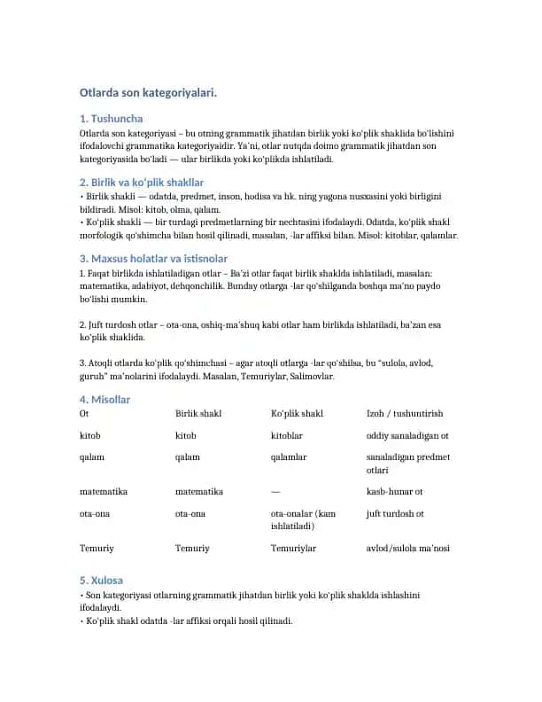 Otlarda son kategoriyalari