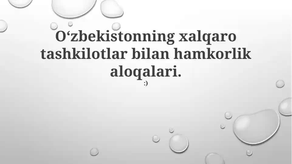 Oʻzbekiston xalqaro hamkorlik aloqalari