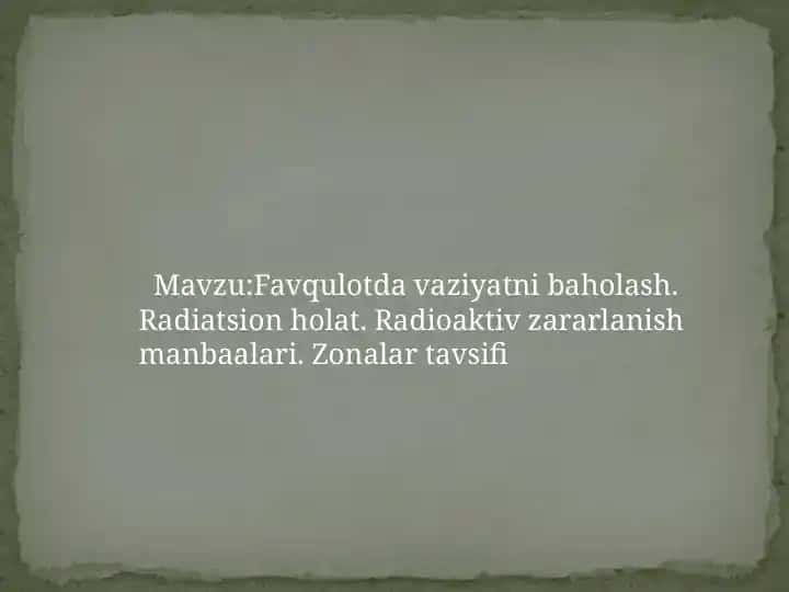 Favqulotda vaziyatni baholash