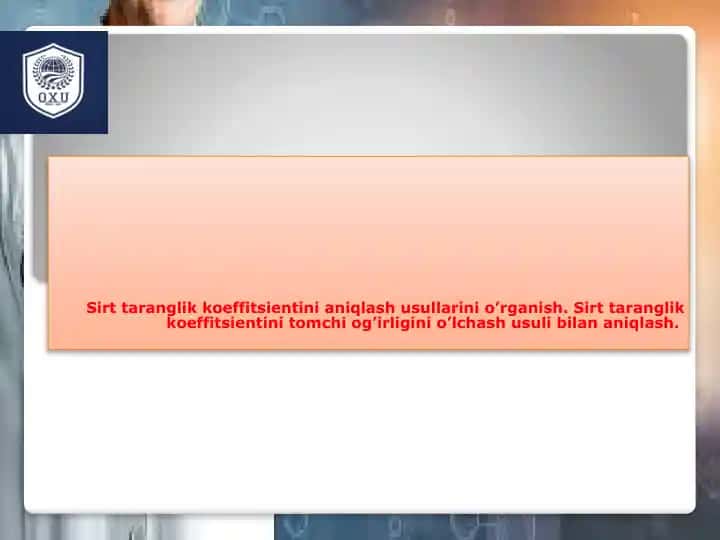 Sirttaranglik koeffitsientini aniqlash usullari