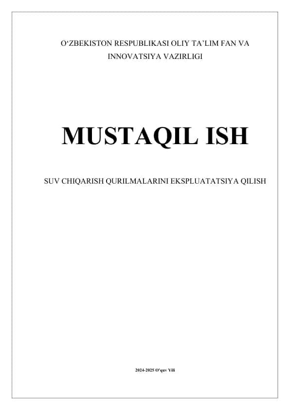 Suv chiqarish qurilmalarini ekspluatatsiya qilish