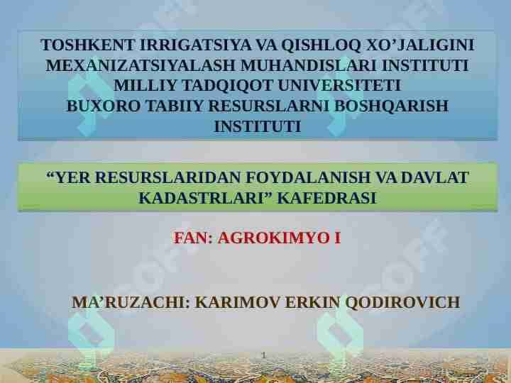 TUPROQNING TARKIBI. TUPROQNING MINERAL QISMI. TUPROQDAGI ORGANIK MODDALAR