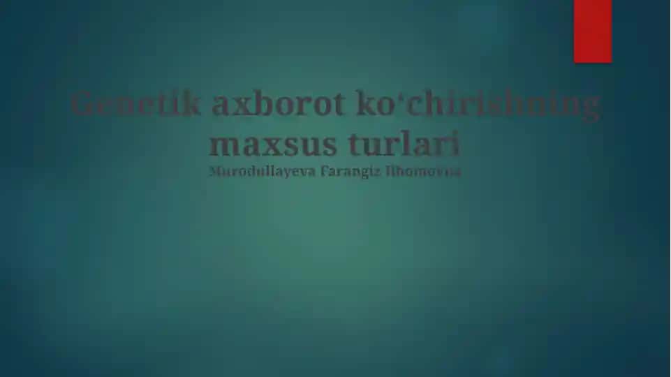 Genetik axborot koʻchirishning maxsus turlari