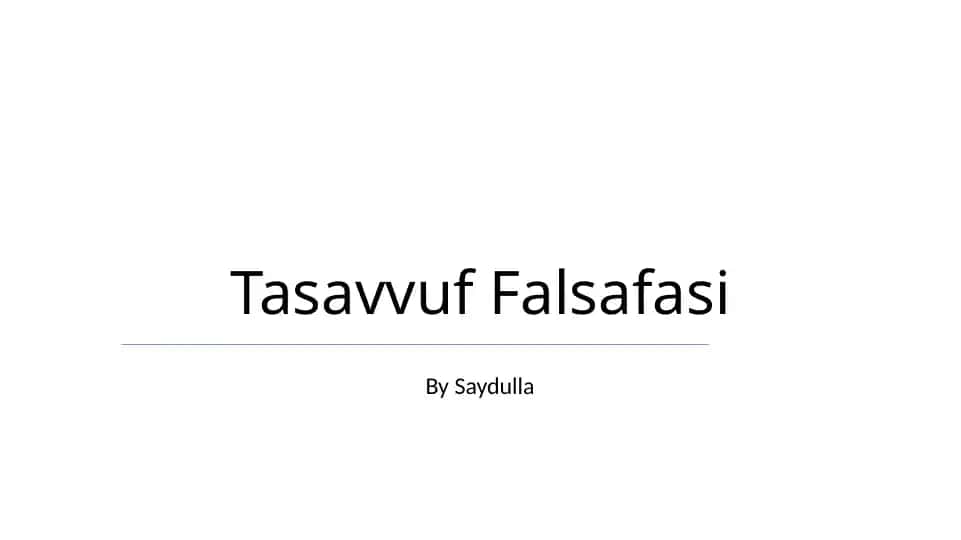 Tasavvuf Falsafasi