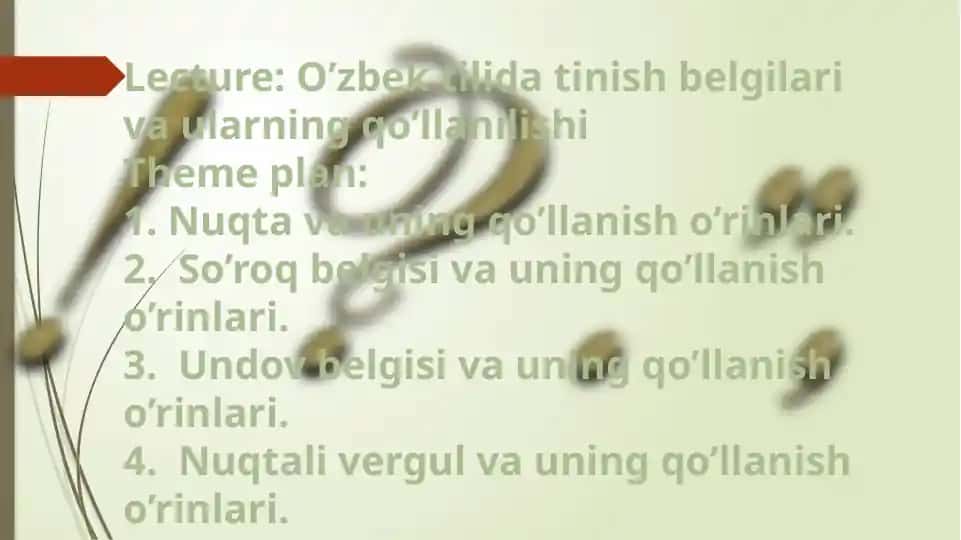 O’zbek tilidagi Tanish Belgilari va Ularning Qo’llanilishi