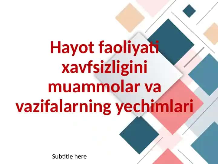 Hayot faoliyati xavfsizligi