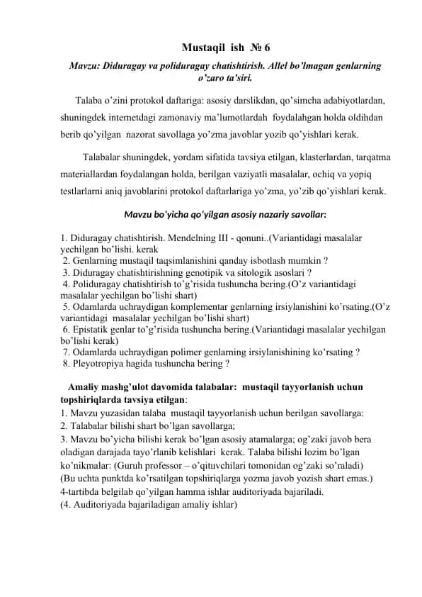 Mustaqil ish №6