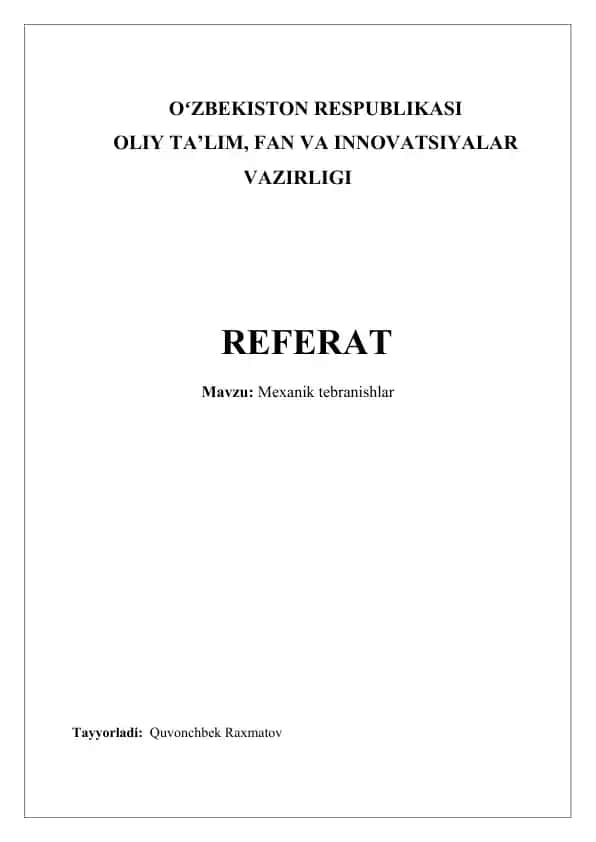 Mexanik tebranishlar