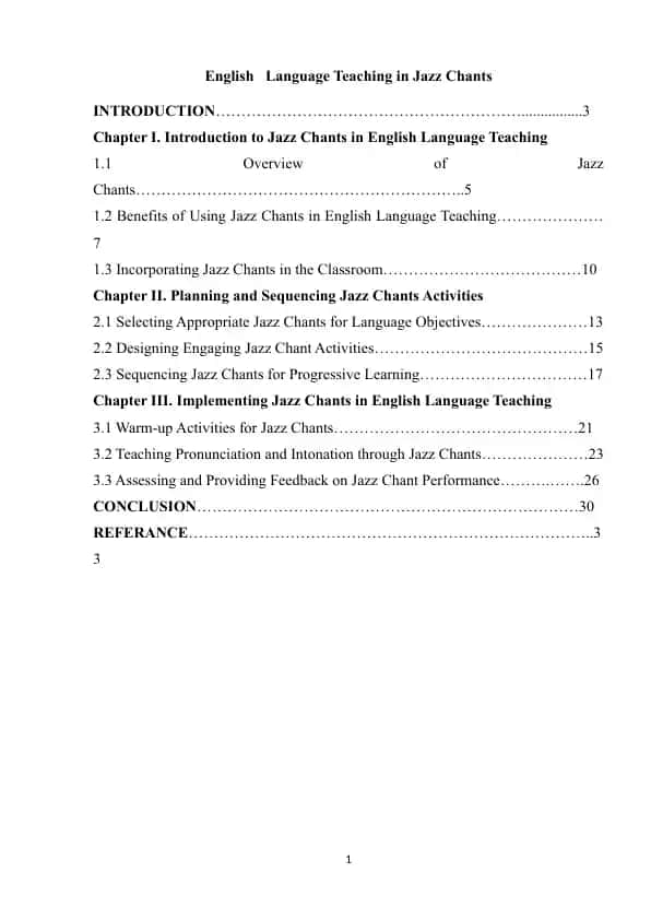 English Language Teaching in Jazz Chants