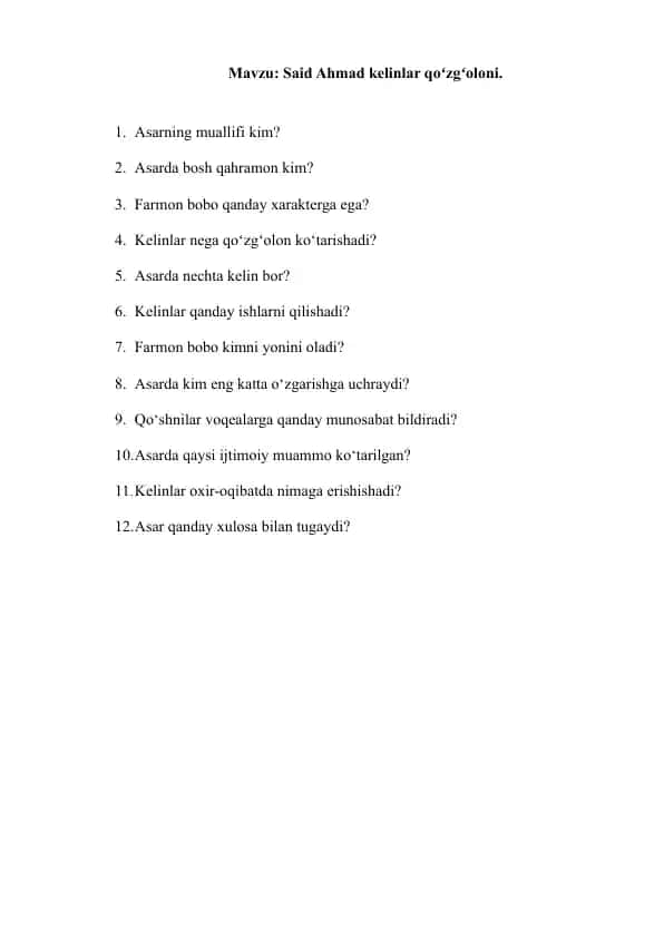Said Ahmad kelinlar qo‘zg‘oloni
