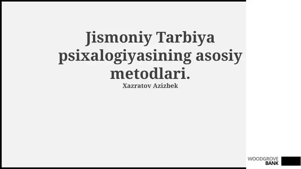 Jismoniy Tarbiya Psixologiyasining Asosiy Metodlari