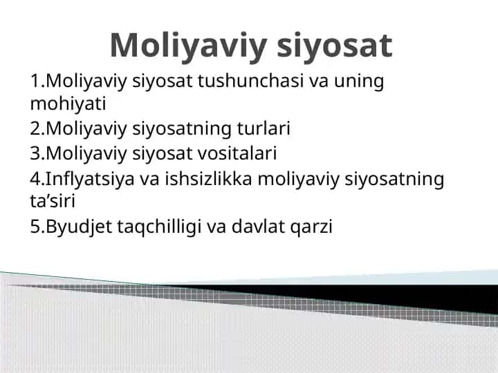 Moliyaviy siyosat