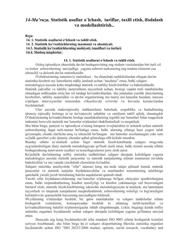 Statistik usullar