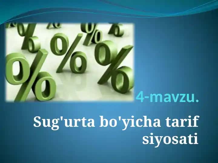 Sug'urta bo'yicha tarif siyosati