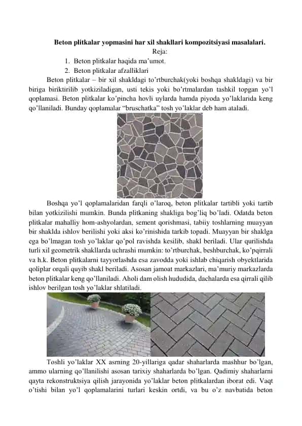 Beton Plitkalar
