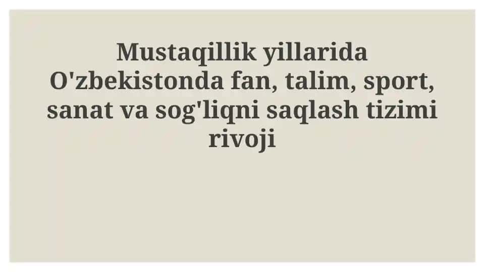 Ilm-fan taraqqiyoti O‘zbekistonda