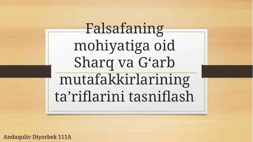 Falsafaning mohiyati