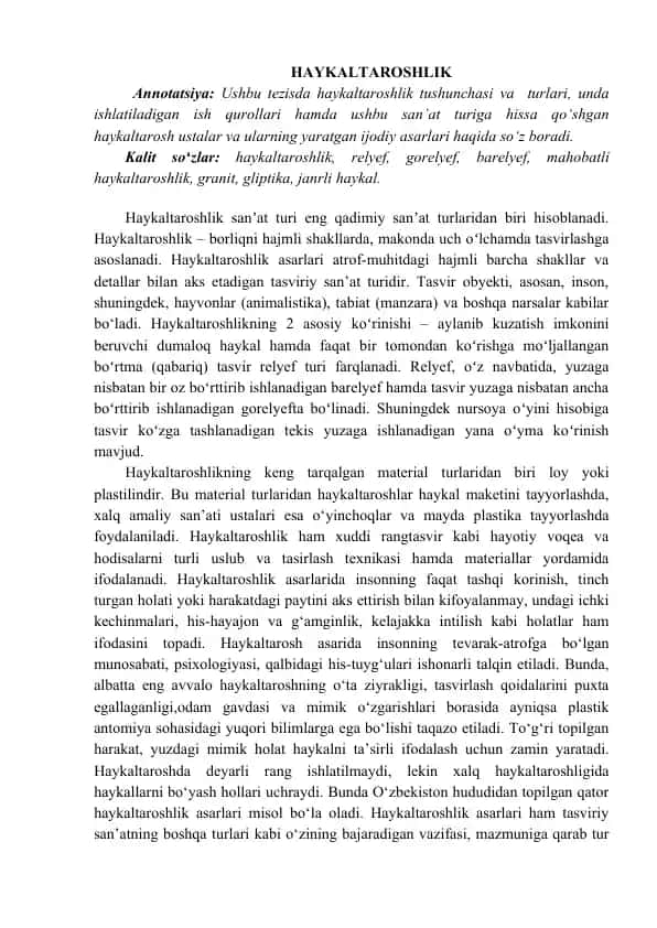 Haykaltaroshlik