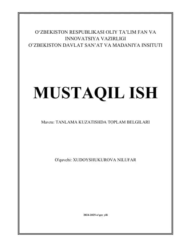 Tanlama kuzatishning asosiy tushunchalari
