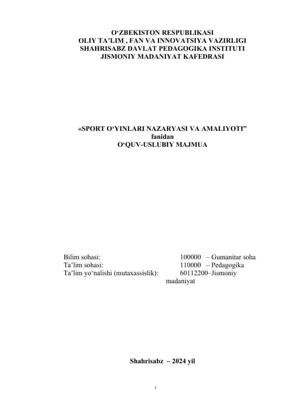 Sport o‘yinlari nazaryasi va amaliyoti