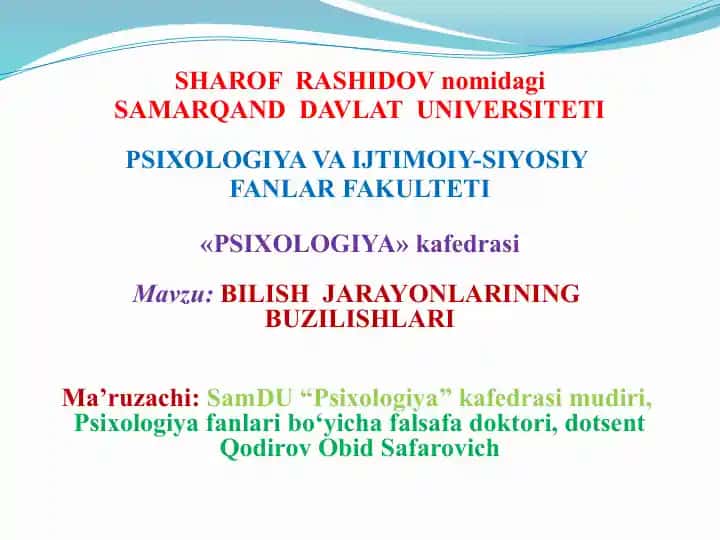 BILISH JARAYONLARINING BUZILISHLARI