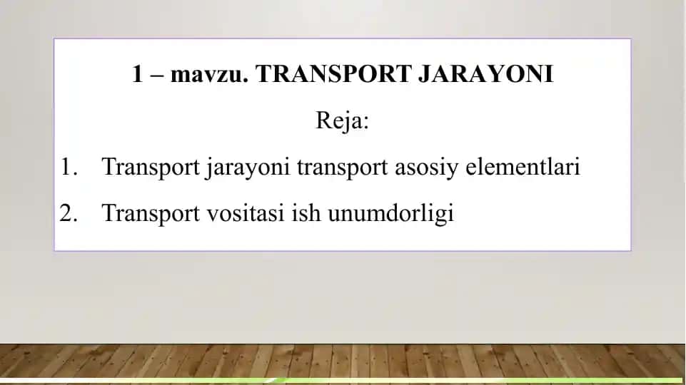 Transport jarayoni