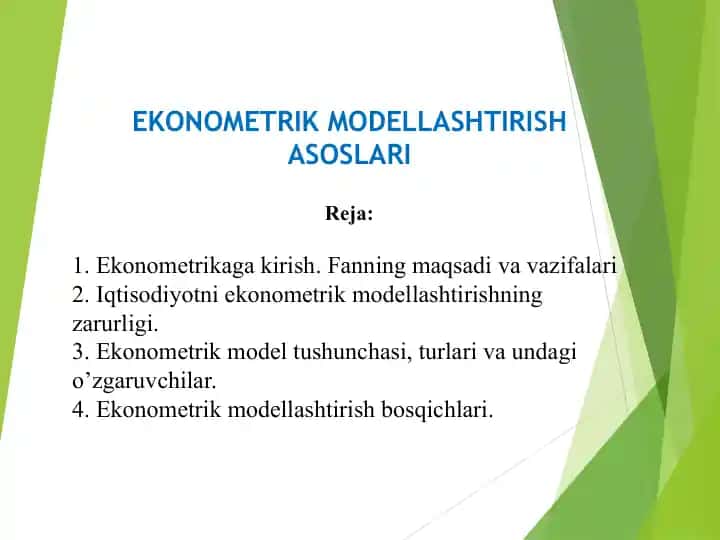 EKONOMETRIK MODELLASHTIRISH ASOSLARI