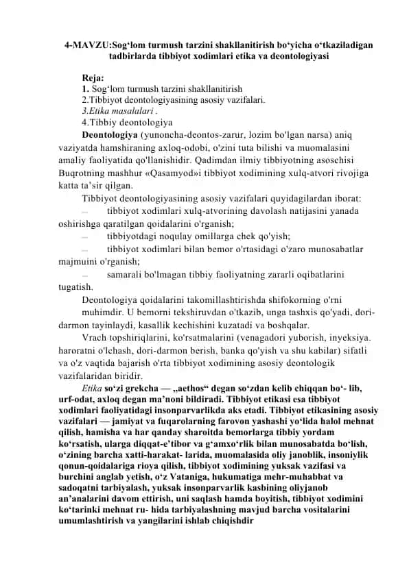 Sog‘lom turmush tarzini shakllanitirish