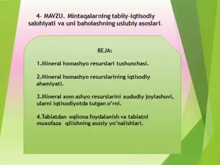 Mineral homashyo resurslari tushunchasi