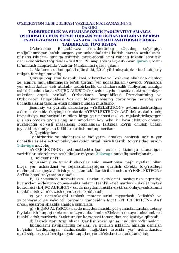 Tadbirkorlik va shaharsozlik faoliyatini amalga oshirish