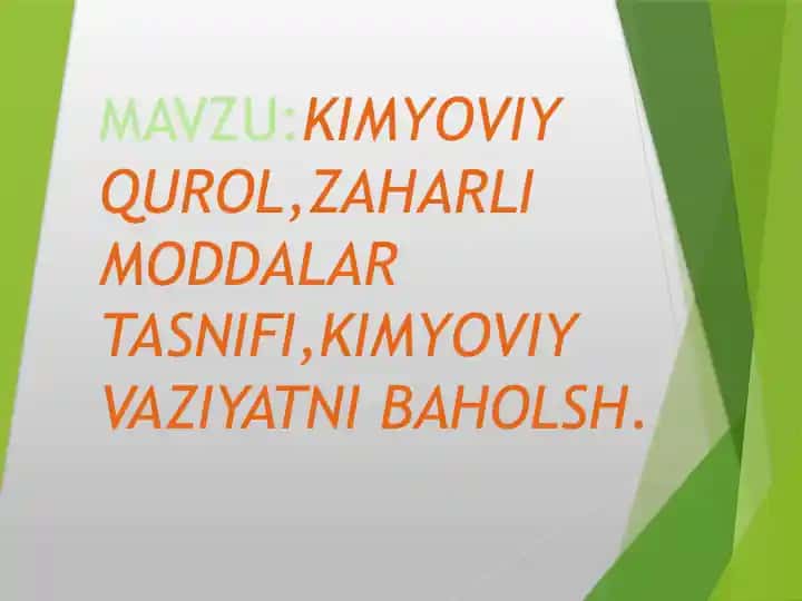 KIMYOVIY MODDALAR TASIRLARI