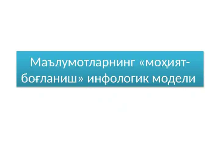 Моҳият-боғланиш инфологик модели