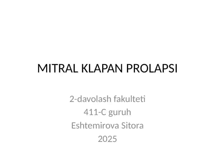 Mitral klapan prolapsi