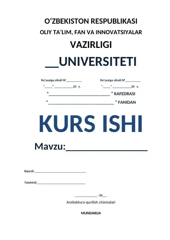 Kurs ishi: Arxitektura-qurilish chizmalari