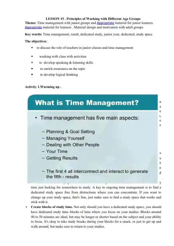 Principles of Working with Different Age Groups