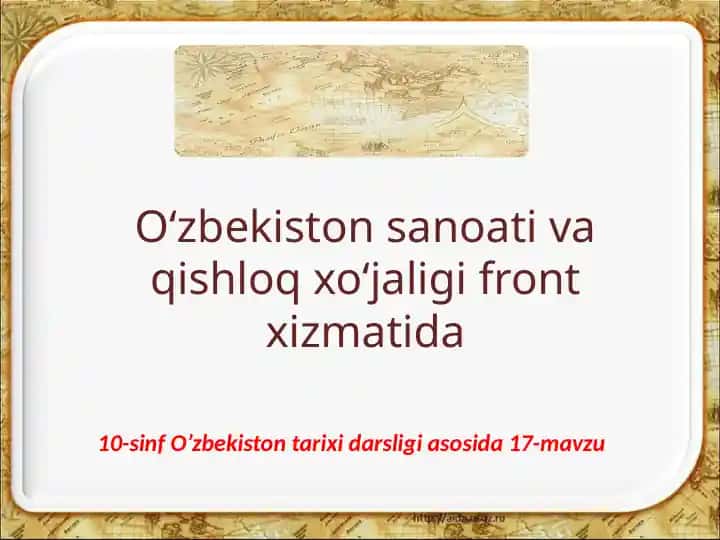 O‘zbekiston sanoati va qishloq xo‘jaligi front xizmatida
