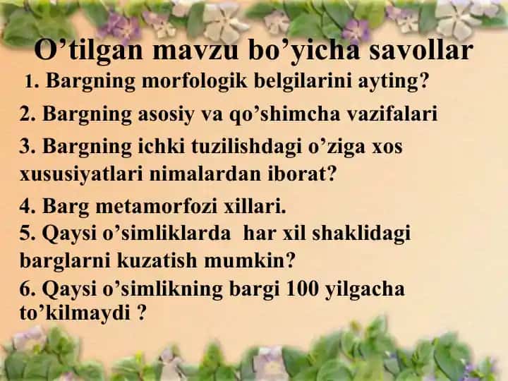 Barglarning shakllari