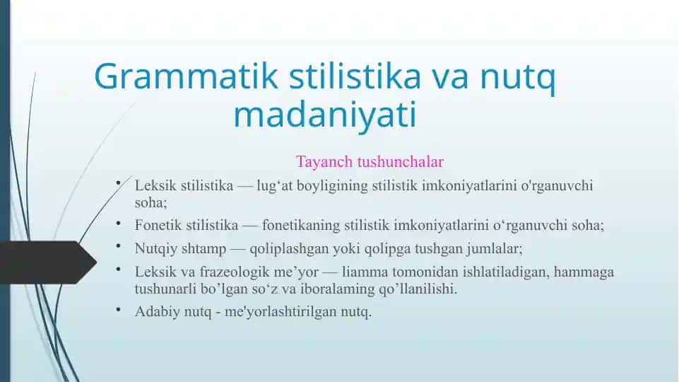 grammatik stilistika va nutq madaniyati