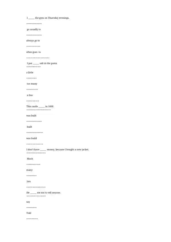 Gap fill exercises