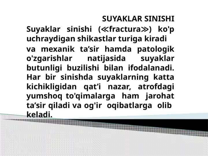 Suyaklar sinishi (Fractura)
