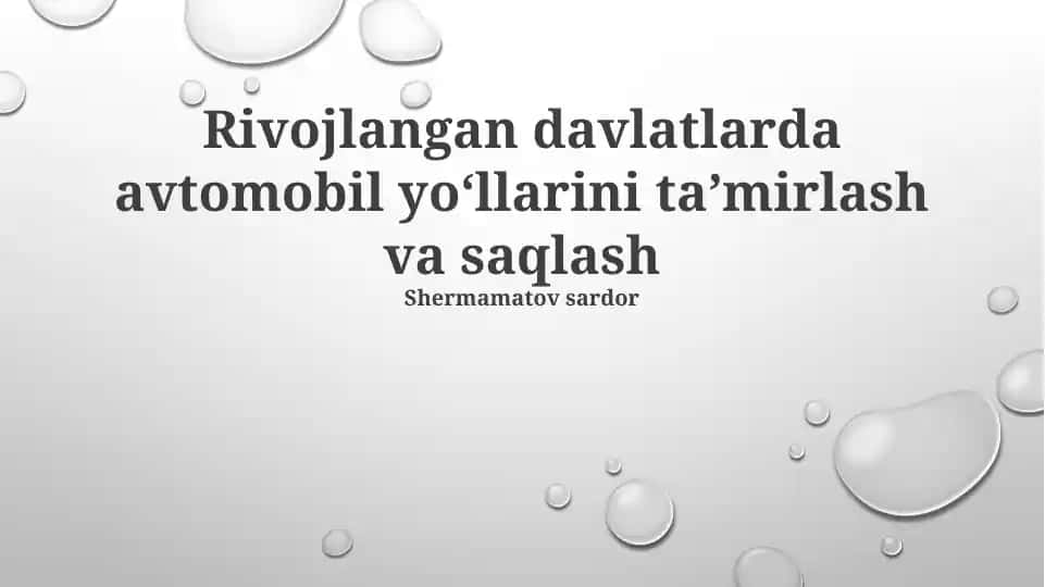 Yo'l ta'mirlash va saqlash