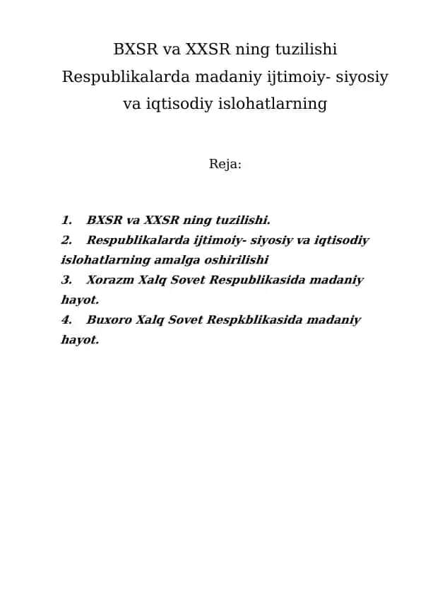 BXSR va XXSR ning tuzilishi