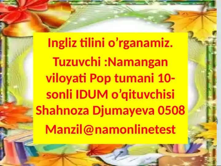 Ingliz tilini o’rganamiz