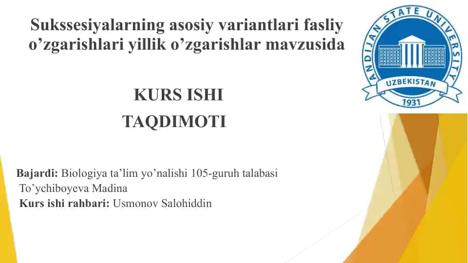Ekosistemalar va Ekotizimlar dinamikasi
